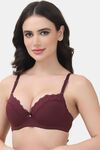 PrettyCat Underwire Lightly Padded T-shirt Bra With Sexy Trim Lace - Dark Brown — thumbnail 2